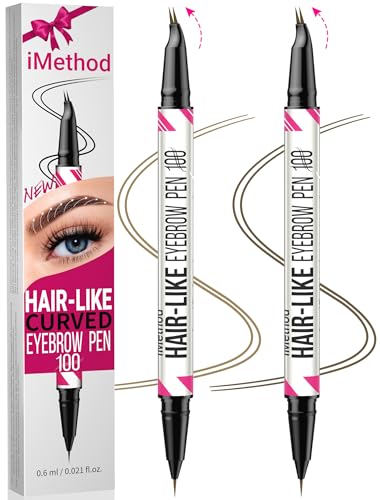 iMethod Curved Eyebrow Pen  Eyebrow Pencil 2 Count Brow Pencil DualEnded with Curved Tip and Precise BrushTip for Natural HairLike Brows Last AllDay Light Brown and Brown Each
